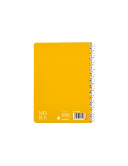 Cuaderno espiral liderpapel di n a5 pautaguia tapa blanda 40h 75 gr cuadro pautado 3mm color amarillo