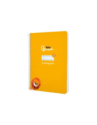 Cuaderno espiral liderpapel di n a5 pautaguia tapa blanda 40h 75 gr cuadro pautado 3mm color amarillo