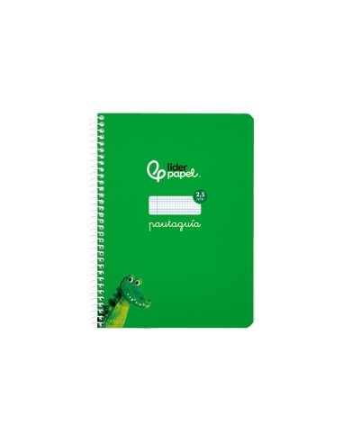 Cuaderno espiral liderpapel di n a5 pautaguia tapa blanda 40h 75 gr cuadro pautado 25mm color verde