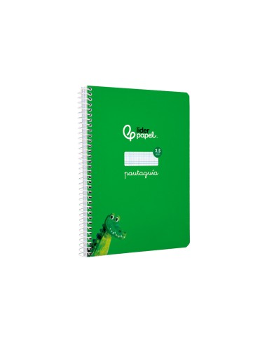Cuaderno espiral liderpapel di n a5 pautaguia tapa blanda 40h 75 gr cuadro pautado 25mm color verde