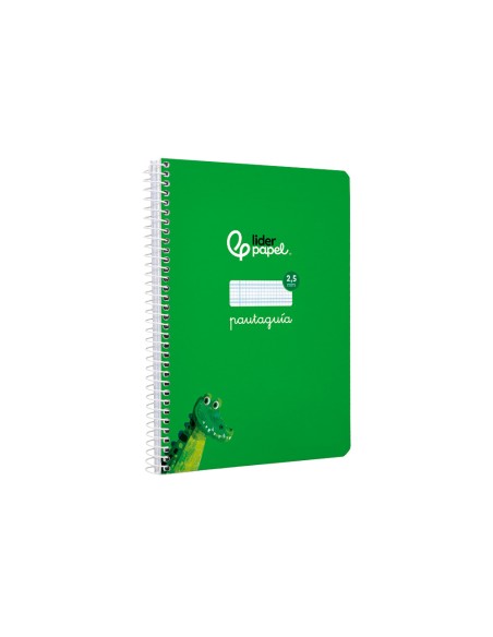 Cuaderno espiral liderpapel di n a5 pautaguia tapa blanda 40h 75 gr cuadro pautado 25mm color verde