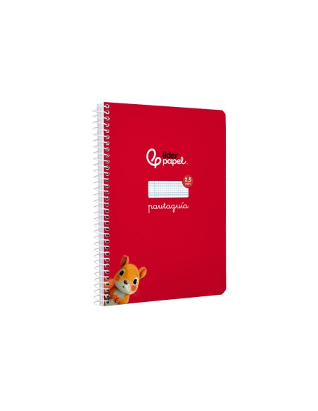 Cuaderno espiral liderpapel di n a5 pautaguia tapa blanda 40h 75 gr cuadro pautado 25mm color rojo