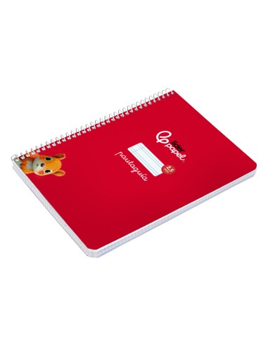 Cuaderno espiral liderpapel di n a5 pautaguia tapa blanda 40h 75 gr cuadro pautado 25mm color rojo