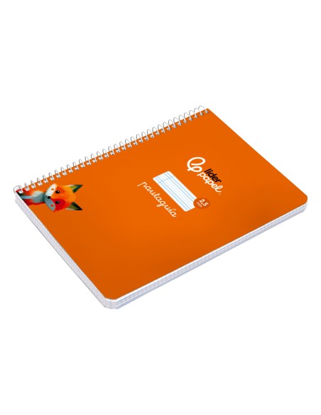 Cuaderno espiral liderpapel di n a5 pautaguia tapa blanda 40h 75 gr cuadro pautado 25mm color naranja