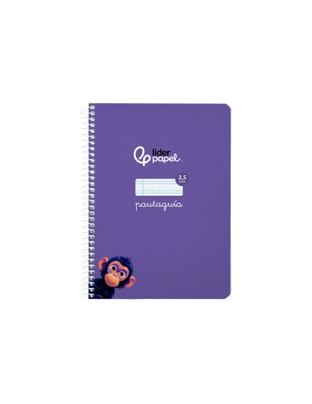 Cuaderno espiral liderpapel di n a5 pautaguia tapa blanda 40h 75 gr cuadro pautado 25mm color lila