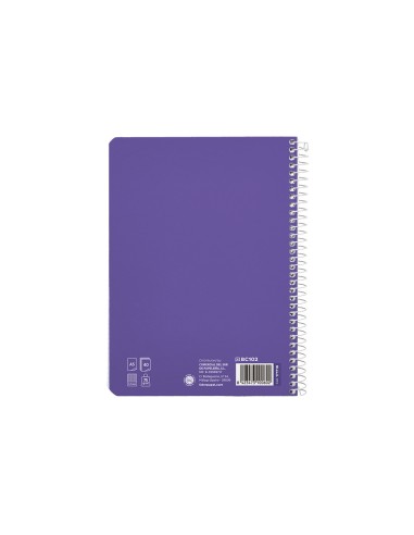 Cuaderno espiral liderpapel di n a5 pautaguia tapa blanda 40h 75 gr cuadro pautado 25mm color lila