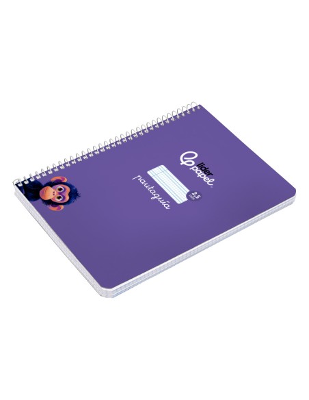 Cuaderno espiral liderpapel di n a5 pautaguia tapa blanda 40h 75 gr cuadro pautado 25mm color lila