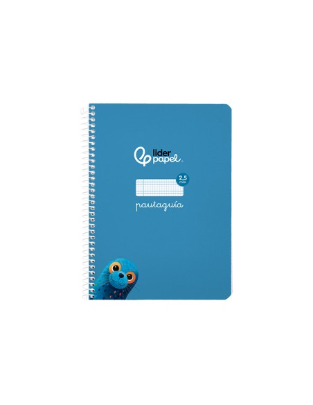Cuaderno espiral liderpapel di n a5 pautaguia tapa blanda 40h 75 gr cuadro pautado 25mm color azul