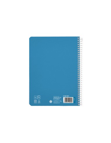 Cuaderno espiral liderpapel di n a5 pautaguia tapa blanda 40h 75 gr cuadro pautado 25mm color azul