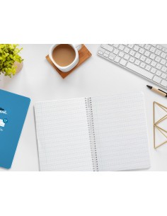 Cuaderno espiral liderpapel di n a5 pautaguia tapa blanda 40h 75 gr cuadro pautado 25mm color azul