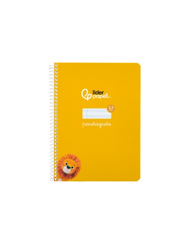 Cuaderno espiral liderpapel di n a5 pautaguia tapa blanda 40h 75 gr cuadro pautado 25mm color amarillo