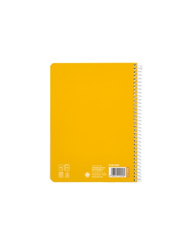 Cuaderno espiral liderpapel di n a5 pautaguia tapa blanda 40h 75 gr cuadro pautado 25mm color amarillo