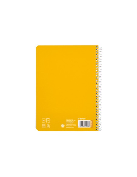 Cuaderno espiral liderpapel di n a5 pautaguia tapa blanda 40h 75 gr cuadro pautado 25mm color amarillo