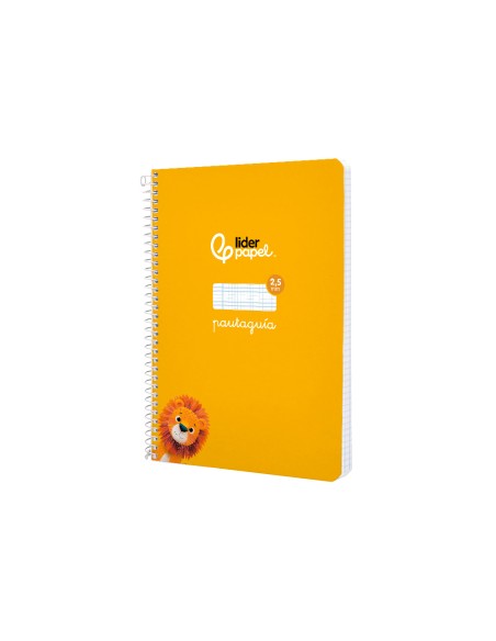 Cuaderno espiral liderpapel di n a5 pautaguia tapa blanda 40h 75 gr cuadro pautado 25mm color amarillo