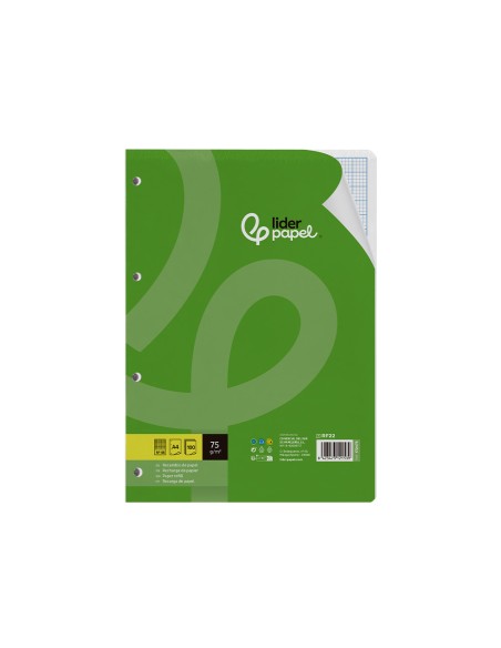 Recambio liderpapel din a4 100 hojas 75g m2 rayado nº 46 4 taladros