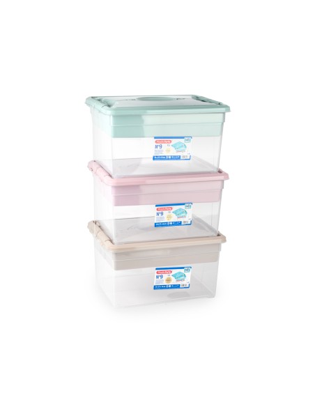 Caja organizadora plastico plasticforte n 9 con bandeja colores surtidos 27x34x18 cm