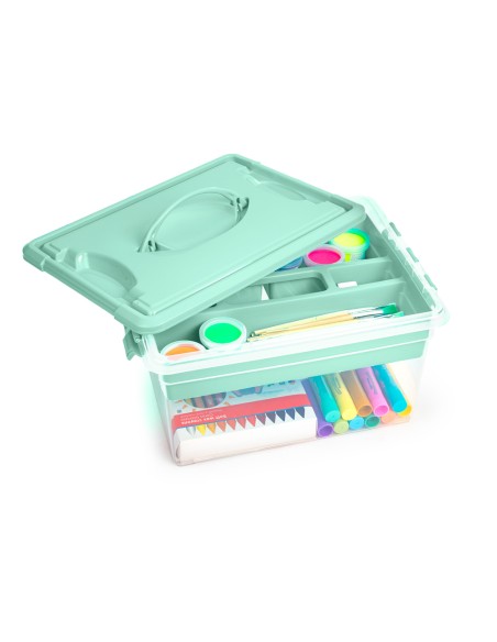 Caja organizadora plastico plasticforte n 9 con bandeja colores surtidos 27x34x18 cm