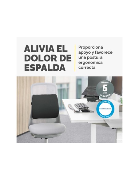 Respaldo ergonomico fellowes lumbar acolchado breyta comfort color negro 330x380x90 mm