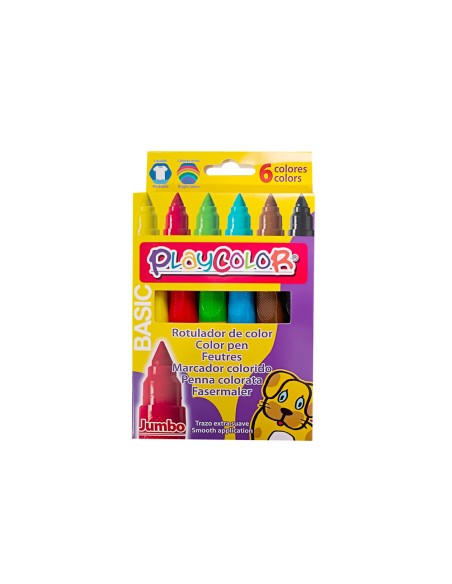 Rotulador playcolor maxi jumbo basic caja de 6 unidades colores surtidos