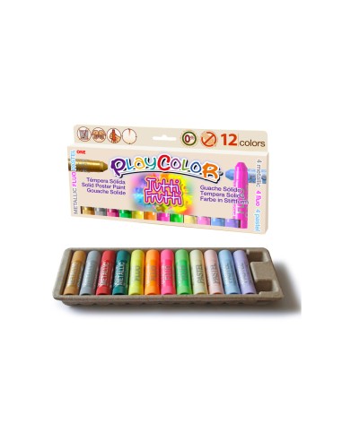 Tempera solida playcolor tutti frutti one caja de 12 unidades colores surtidos