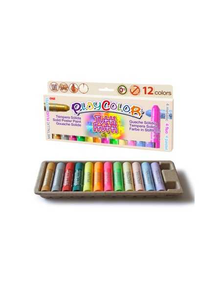 Tempera solida playcolor tutti frutti one caja de 12 unidades colores surtidos
