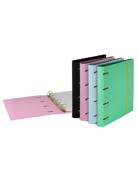 Carpeta con recambio pardo din a4 carton forrado 4 anillas 35 mm pastel minimal expositor de 8 unidades