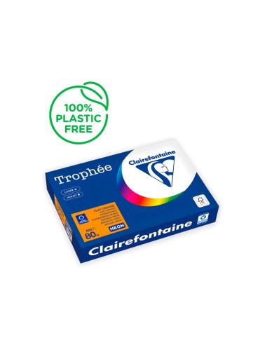 Papel color trophee a4 80gr naranja neon paquete de 500 hojas