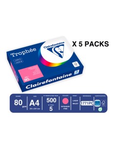 Papel color trophee a4 80gr rosa fuscia intenso paquete de 500 hojas