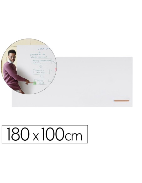 Pizarra blanca bi office loop magnetica acero lacado sin marco 180x100 cm