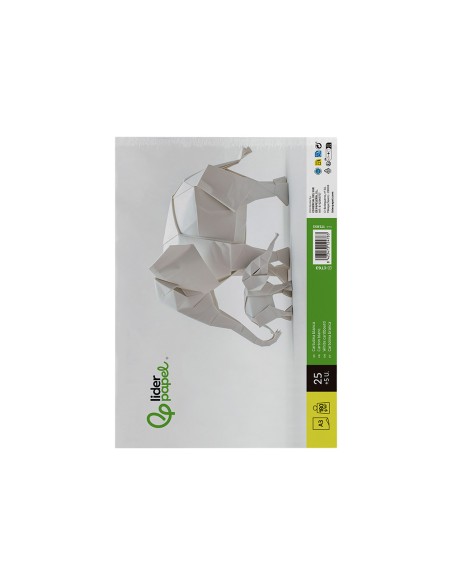 Cartulina liderpapel a3 180g m2 blanco paquete de 255 hojas en carpeta dossier transparente con cierre
