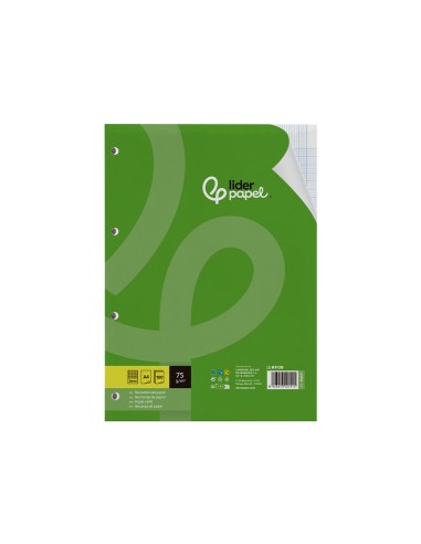 Recambio liderpapel din a4 100 hojas 75 gr milimetrado sin margen 4 taladros