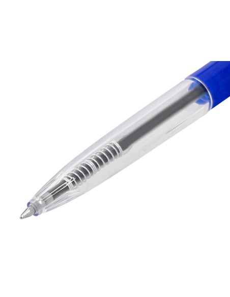 Boligrafo q connect retractil con clip diseno fino tinta aceite 07 mm color azul