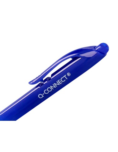 Boligrafo q connect retractil con clip diseno fino tinta aceite 07 mm color azul