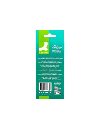 Borrador q connect magnetico con rotulador negro rojo y azul para pizarra blanca
