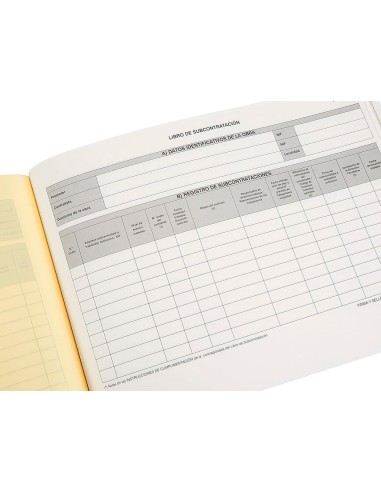 Libro liderpapel subcontratacion folio juego de 10 hojas autocopiativas