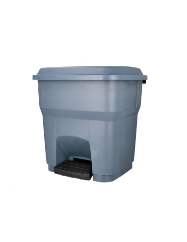 Papelera contenedor q connect plastico con tapa y pedal 30 litros gris 395x395x420 mm