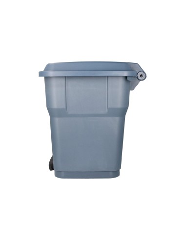 Papelera contenedor q connect plastico con tapa y pedal 30 litros gris 395x395x420 mm