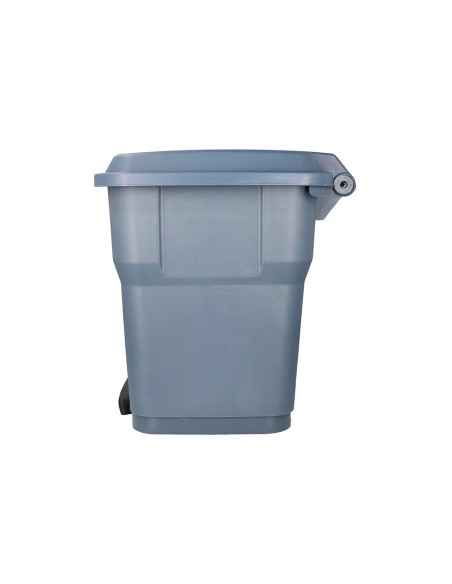 Papelera contenedor q connect plastico con tapa y pedal 30 litros gris 395x395x420 mm