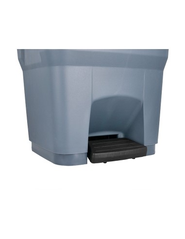 Papelera contenedor q connect plastico con tapa y pedal 30 litros gris 395x395x420 mm