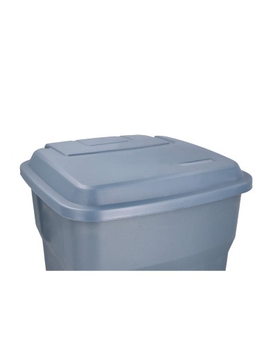 Papelera contenedor q connect plastico con tapa y pedal 30 litros gris 395x395x420 mm