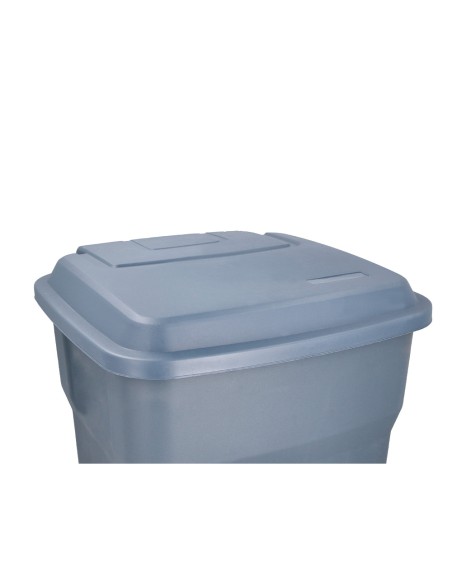 Papelera contenedor q connect plastico con tapa y pedal 30 litros gris 395x395x420 mm
