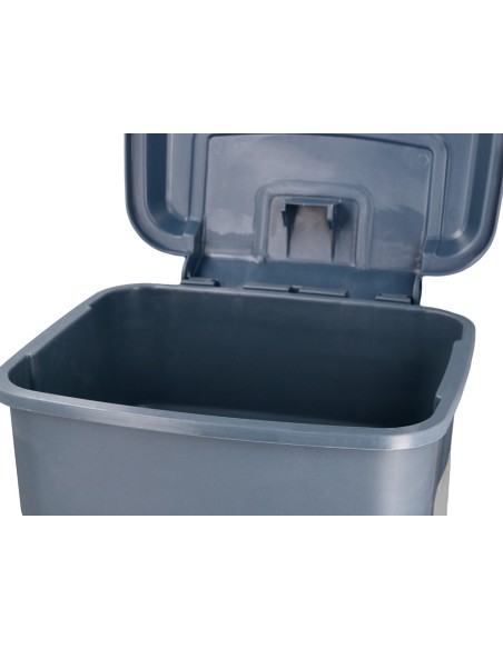 Papelera contenedor q connect plastico con tapa y pedal 30 litros gris 395x395x420 mm
