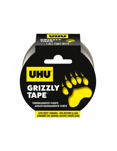 Cinta adhesiva uhu americana grizzly tape ultrafuerte color plata 25 mt x 48 mm