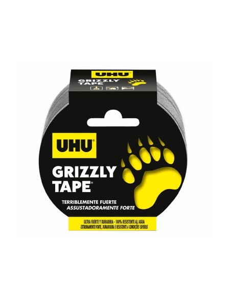 Cinta adhesiva uhu americana grizzly tape ultrafuerte color plata 10 mt x 48 mm