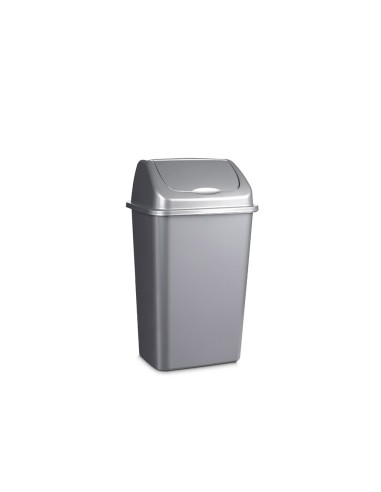Papelera basculante plasticforte plastico 15 litros color plata 285x225x470 mm