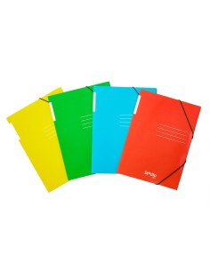 Carpeta pardo gomas solapas carton brillo expositor de 48 unidades colores surtidos