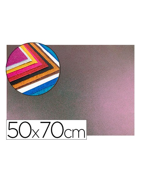 Goma eva con purpurina liderpapel 50x70cm 60g m2 espesor 2 mm bicolor rosa verde