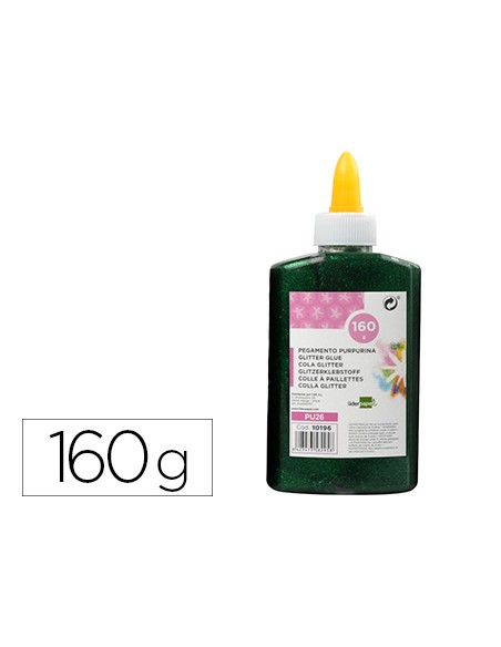 Purpurina pegamento liderpapel fantasia verde metalizado bote de 160 gr