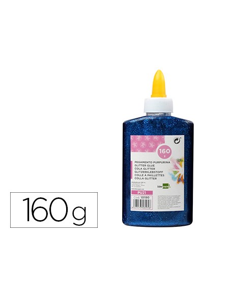 Purpurina pegamento liderpapel fantasia azul metalizado bote de 160 gr