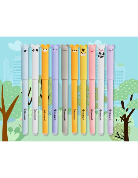 Boligrafo fantasia liderpapel animal town tinta azul borrable punta 1 mm expositor de 250 unidades 300x138x292 mm